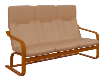 BO - 3 trojkřeslo, dřevěná kostra, moření třešeň, koženka HOLY BE 3, světlá káva